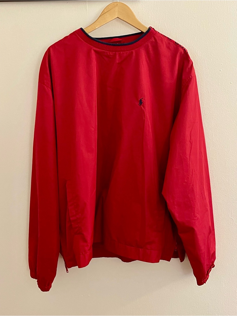 Vintage 90s Polo Golf Ralph Lauren XL Red Windbreaker Pullover Jacket